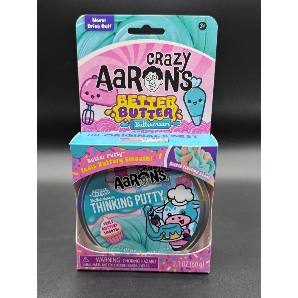 Crazy Aarons Better Butter Thinking Putty Buttercream Scented 2.1oz Blue Tin